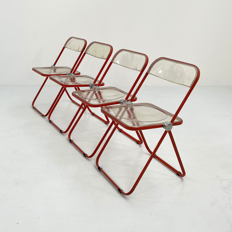 Silla plegable vintage con estructura de coral Plia de Giancarlo Piretti para Anonima Castelli, años 60