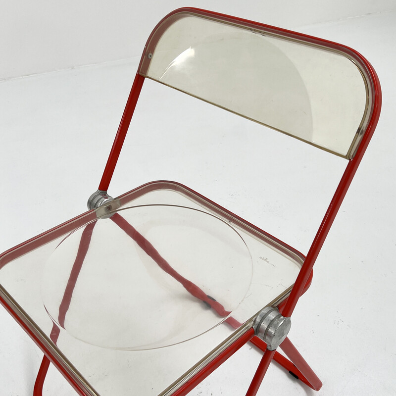 Vintage Plia coral frame folding chair by Giancarlo Piretti for Anonima Castelli, 1960s