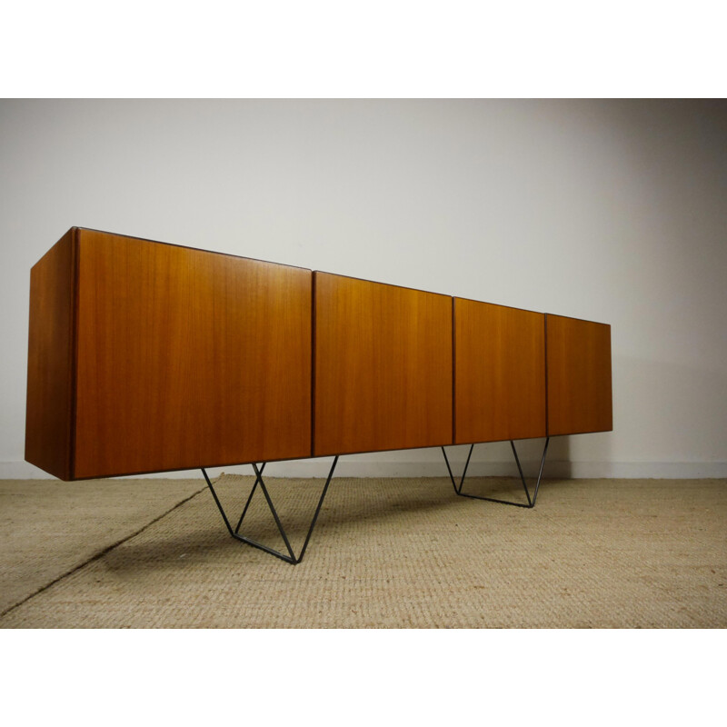 Teak sideboard with black steel legs - 1960s 