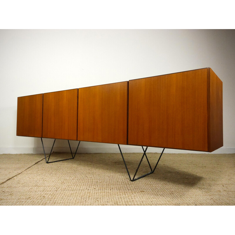 Teak sideboard with black steel legs - 1960s 