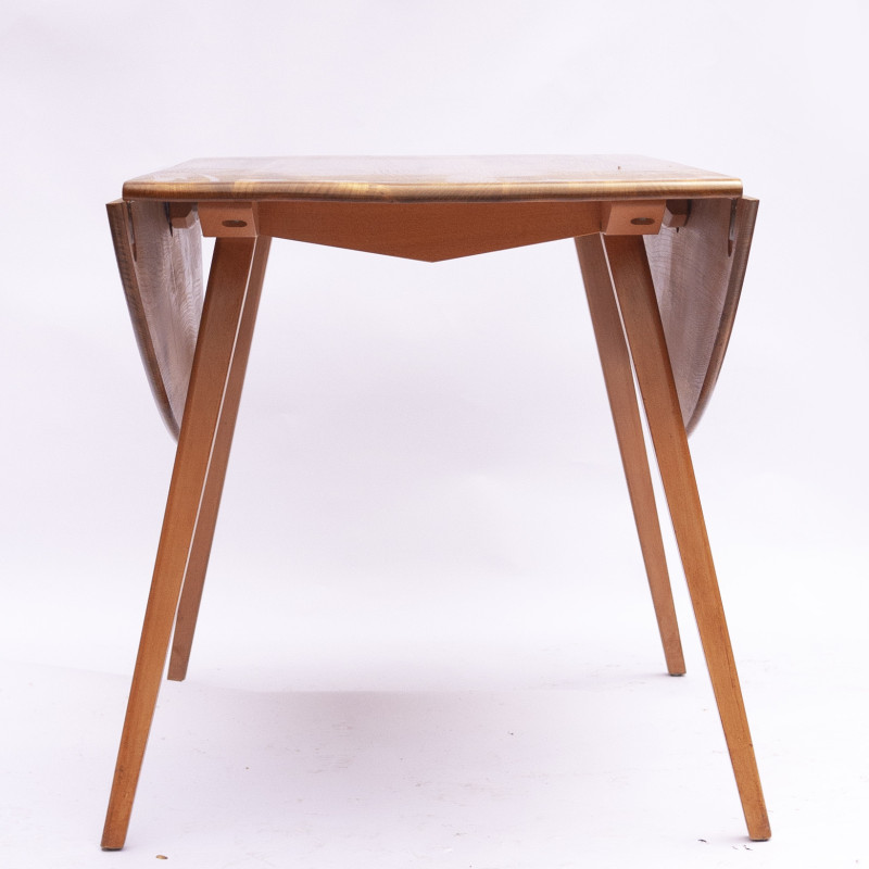 Vintage runder Tisch aus Buchen- und Ulmenholz von Ercol, UK 1960