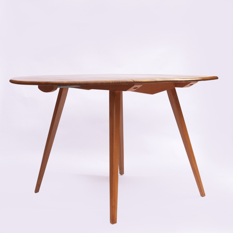 Vintage runder Tisch aus Buchen- und Ulmenholz von Ercol, UK 1960
