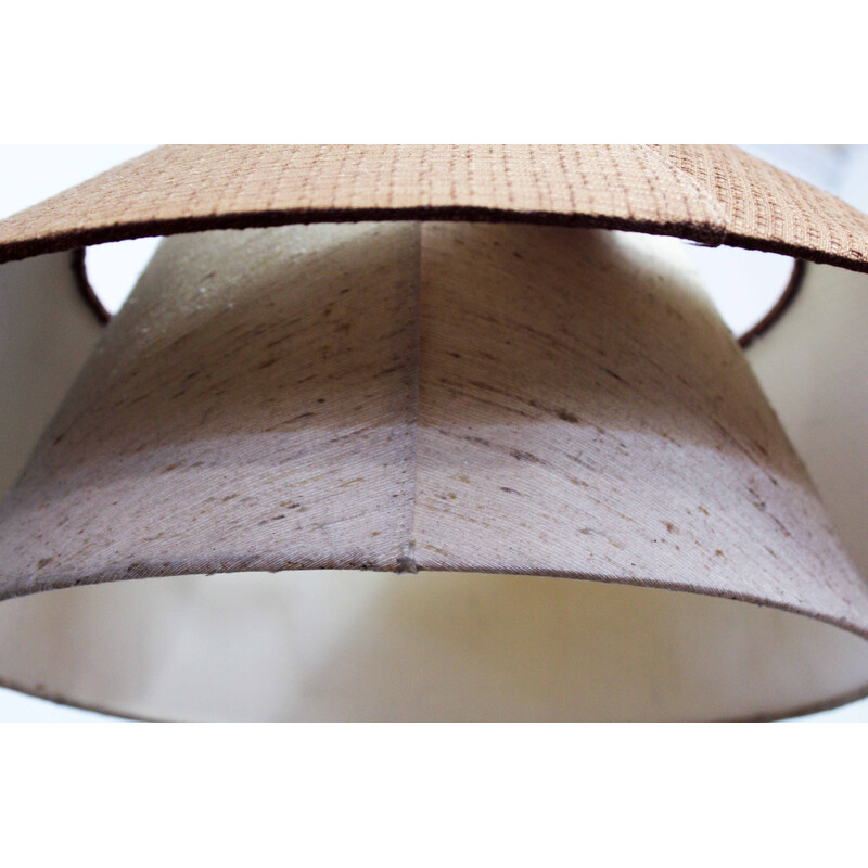 Scandinavian vintage plywood and fabric pendant lamp, 1970