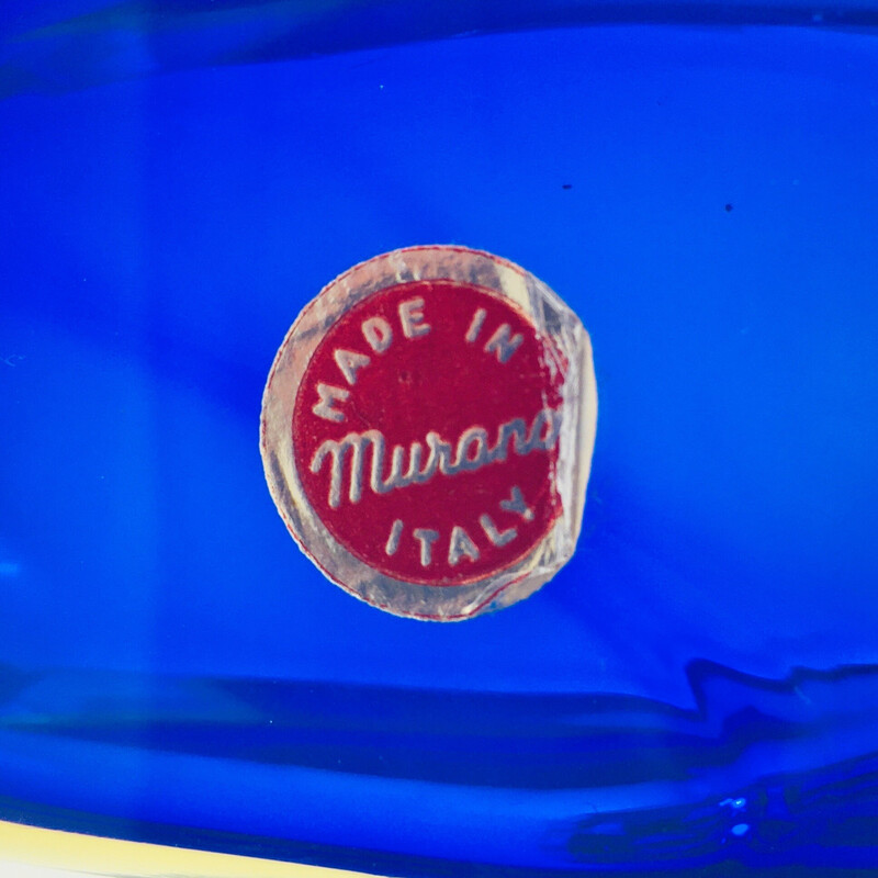 Vintage Sommerso vaas in Murano glas door Flavio Poli voor Alessandro Mandruzzato, Italië 1960