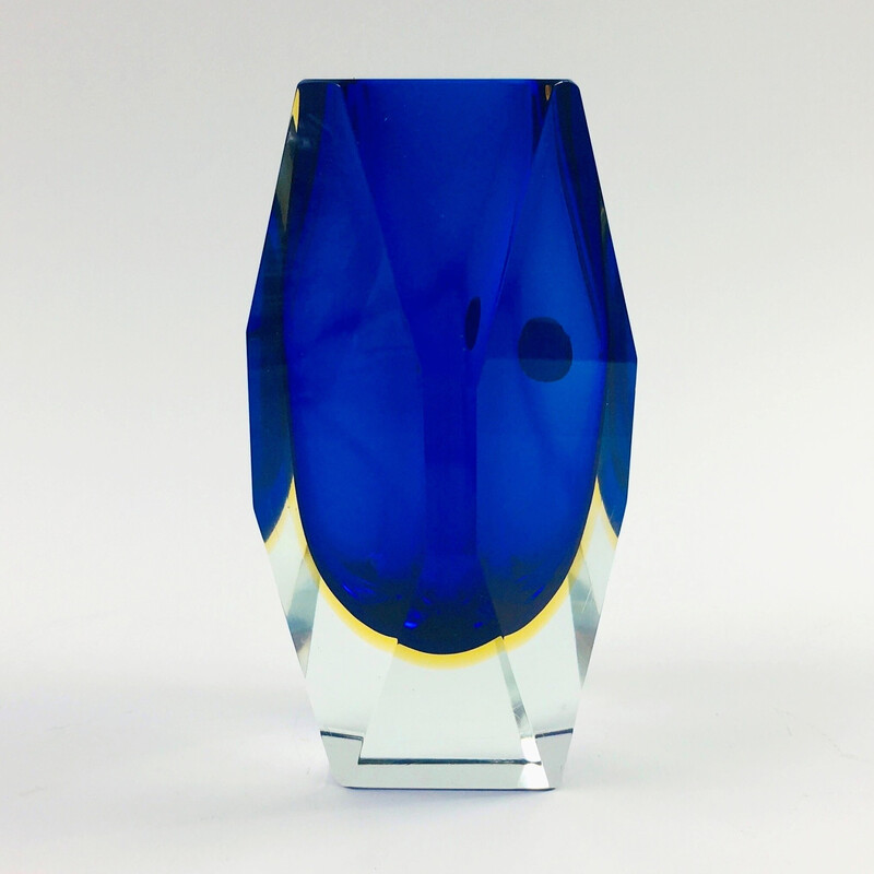 Vase vintage Sommerso en verre de Murano par Flavio Poli pour Alessandro Mandruzzato, Italie 1960