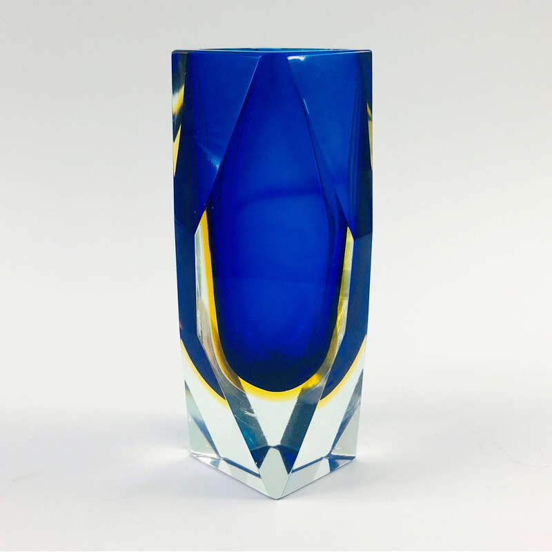 Vase vintage Sommerso en verre de Murano par Flavio Poli pour Alessandro Mandruzzato, Italie 1960