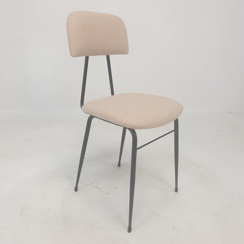 Set van 4 vintage Italiaanse stoelen in zwart gelakt staal, 1960