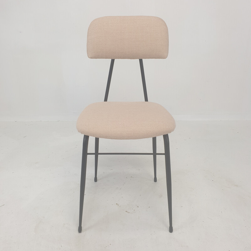 Set van 4 vintage Italiaanse stoelen in zwart gelakt staal, 1960