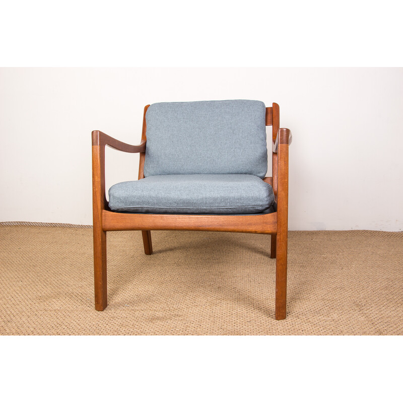 Vintage Danish armchair in teak and Gabriel fabric Senator model by Ole Wanscher for France and Son, 1960