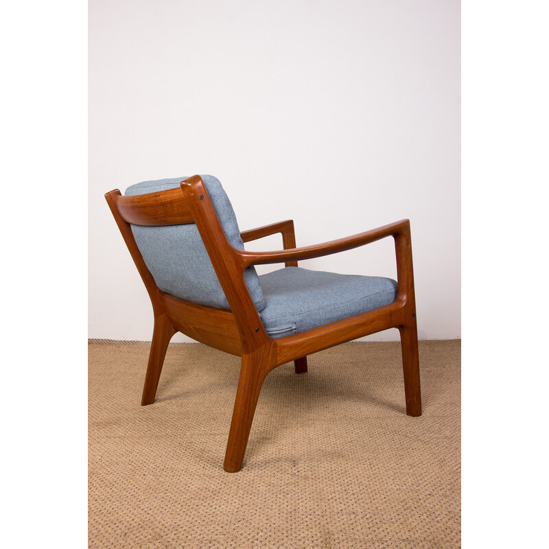 Fauteuil danois vintage en teck et tissu Gabriel modèle Senator par Ole Wanscher pour France and Son, 1960