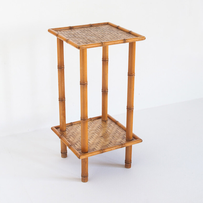 Vintage cane side table, France 1960