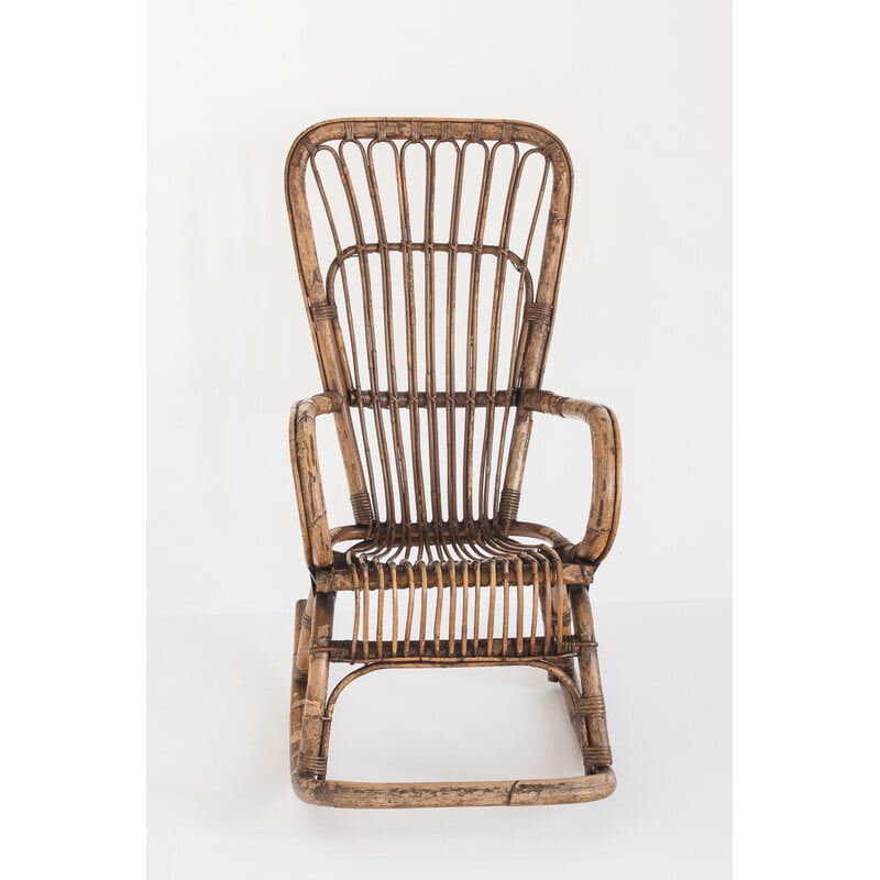 Vintage rattan rocking chair, France, 1960s