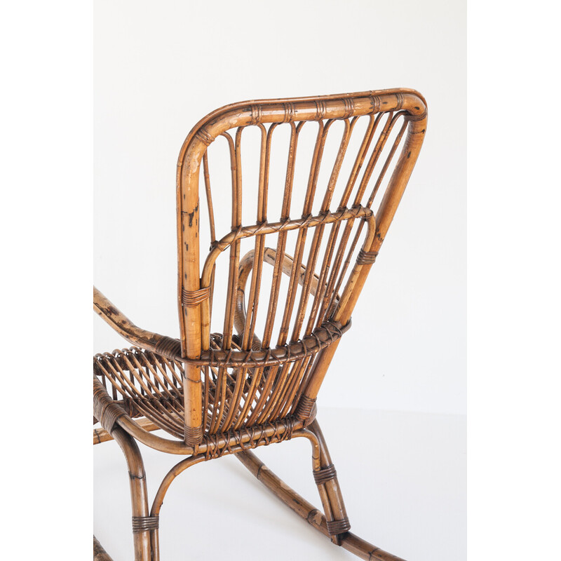 Vintage rattan rocking chair, France, 1960s