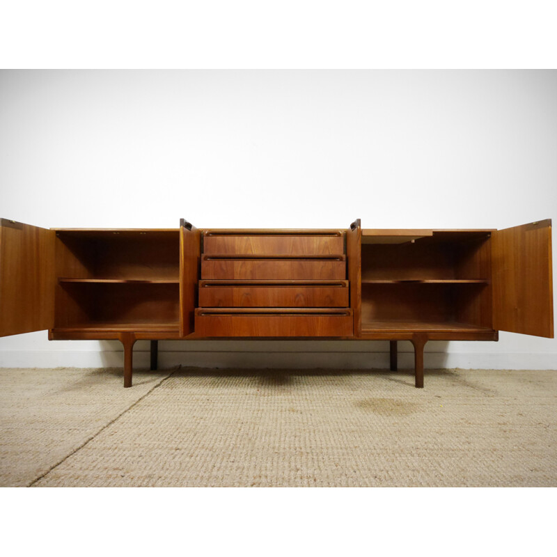Teak sideboard with multiple storages and slender feet - 1960s