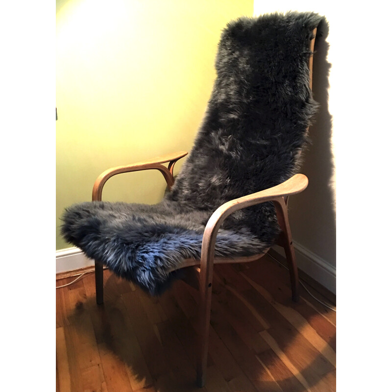 Swedese "Lamino"  armchair with sheepskin coating, Yngve EKSTROM - 1950s