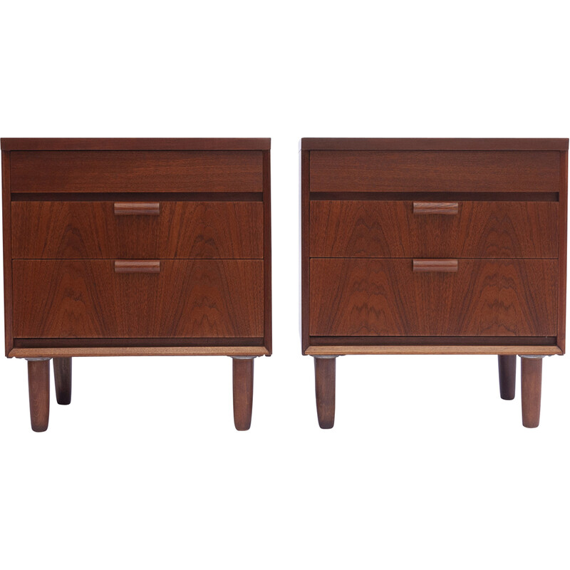 Pair of vintage teak night stands by Austin Suite, 1960s