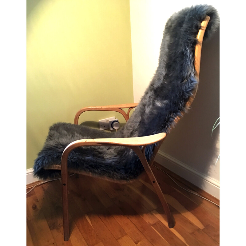 Swedese "Lamino"  armchair with sheepskin coating, Yngve EKSTROM - 1950s