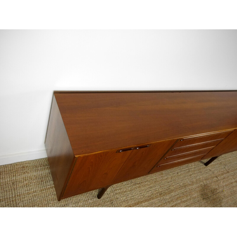 Teak sideboard with multiple storages and slender feet - 1960s