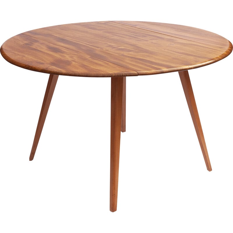 Vintage ronde tafel in beuken- en iepenhout van Ercol, UK 1960