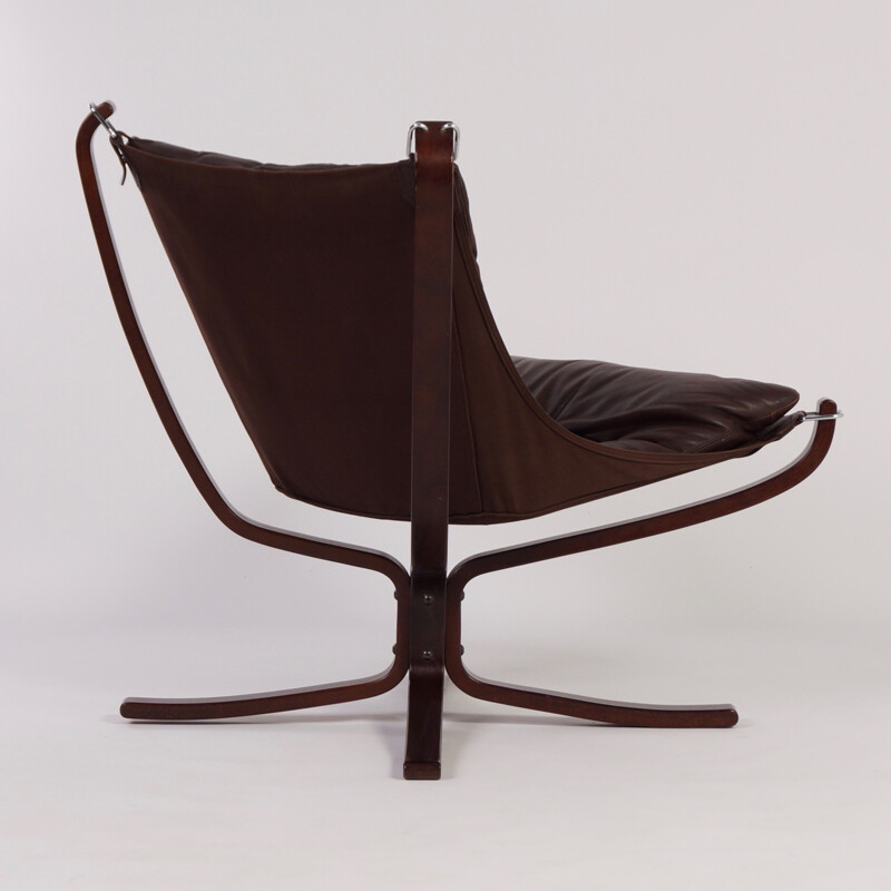 Vatne Mobler "Falcon Chair" in brown leather, Sigurd RESSEL - 1970s