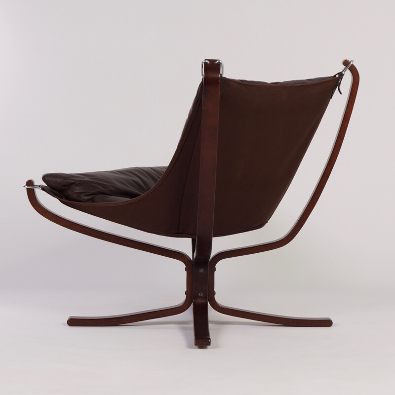 Vatne Mobler "Falcon Chair" in brown leather, Sigurd RESSEL - 1970s