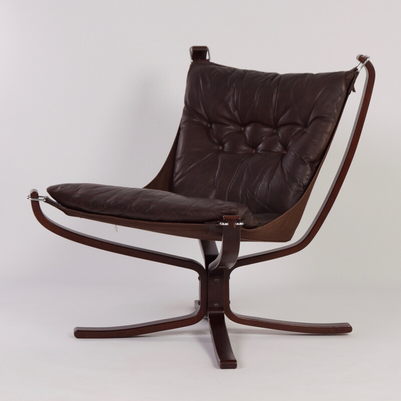 Vatne Mobler "Falcon Chair" in brown leather, Sigurd RESSEL - 1970s