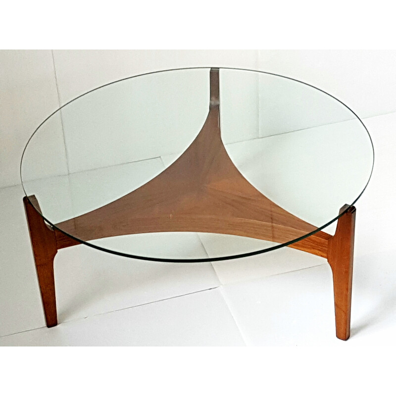 Christian Linnenberg Mobelfabrik rosewood and glass scandinavian coffee table, Sven ELLEKAER - 1960s