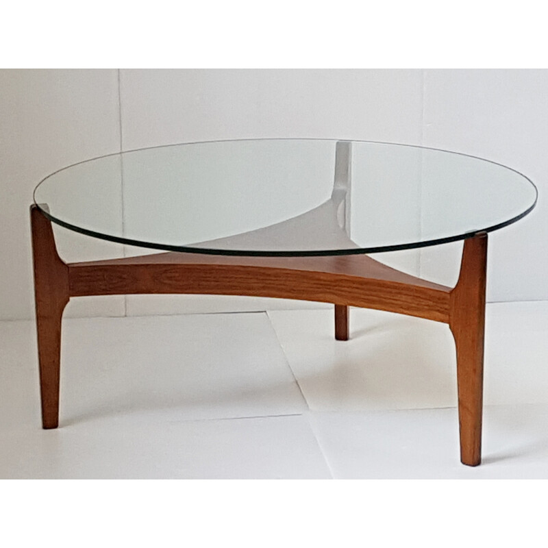 Christian Linnenberg Mobelfabrik rosewood and glass scandinavian coffee table, Sven ELLEKAER - 1960s