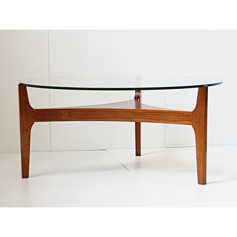 Christian Linnenberg Mobelfabrik rosewood and glass scandinavian coffee table, Sven ELLEKAER - 1960s