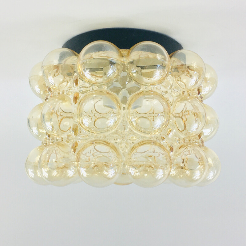 Mid century amber bubble glass ceiling lamp by Helena Tynell for Limburg, Germany 1960s