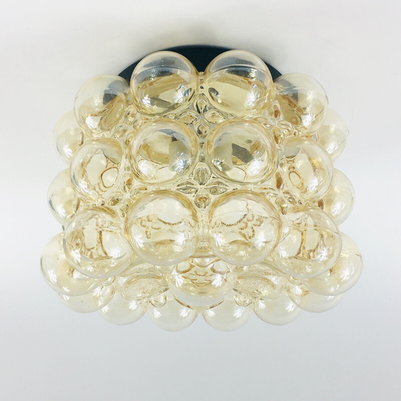 Mid century amber bubble glass ceiling lamp by Helena Tynell for Limburg, Germany 1960s