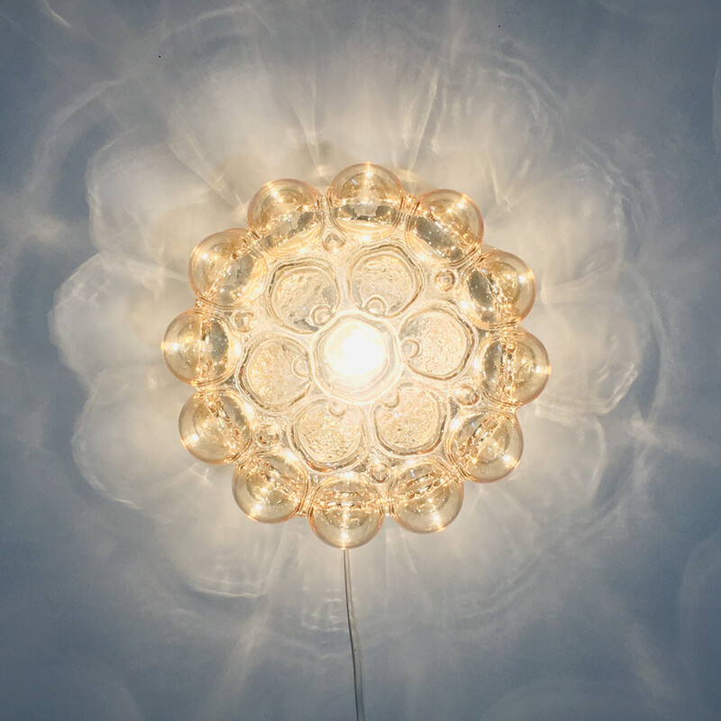 Mid century amber bubble glass ceiling lamp by Helena Tynell for Limburg, Germany 1960s