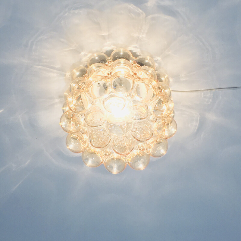 Lámpara de techo de cristal de burbujas ámbar vintage de Helena Tynell para Limburg, Alemania 1960