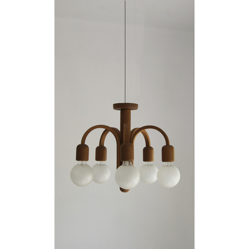 Vintage teakhouten hanglamp van Domus, 1960