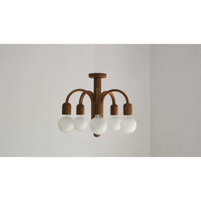 Vintage teakhouten hanglamp van Domus, 1960