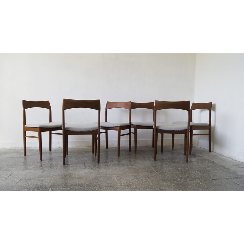 Satz von 6 dänischen Vintage-Stühlen aus Teakholz von Henning Kjærnulf für Vejle Mobelfabrik, 1960