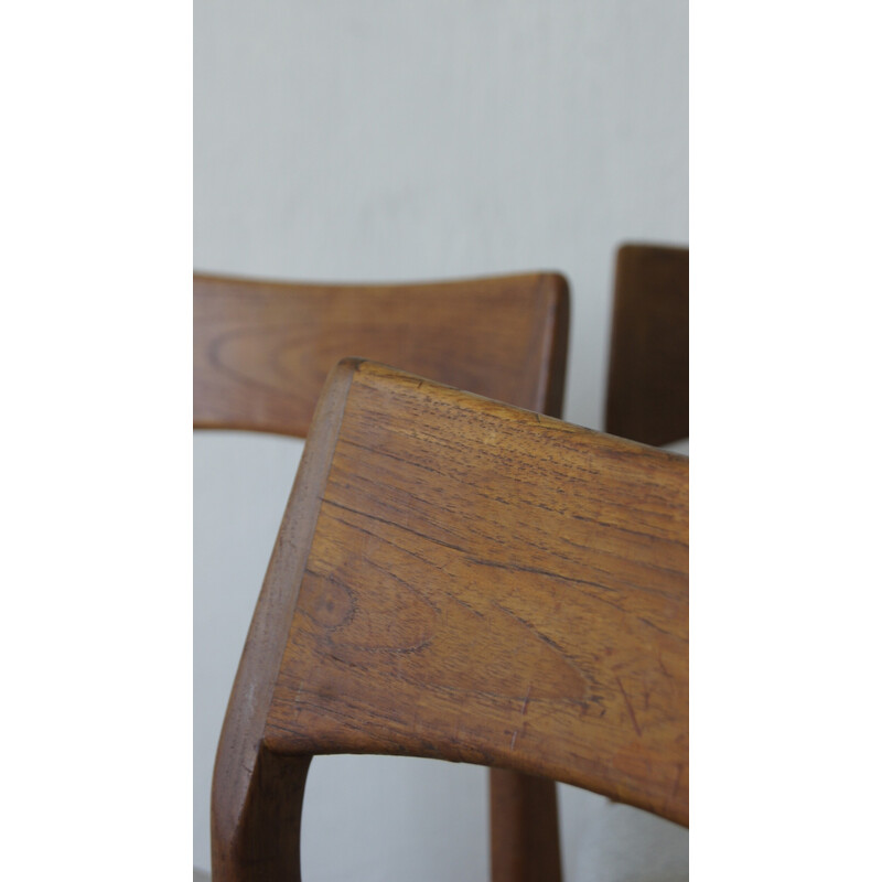 Set of 6 vintage teak Danish dining chairs by Henning Kjærnulf for Vejle Mobelfabrik, 1960s