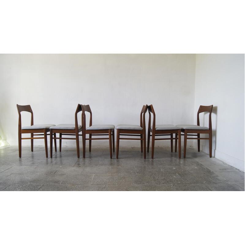 Set of 6 vintage teak Danish dining chairs by Henning Kjærnulf for Vejle Mobelfabrik, 1960s