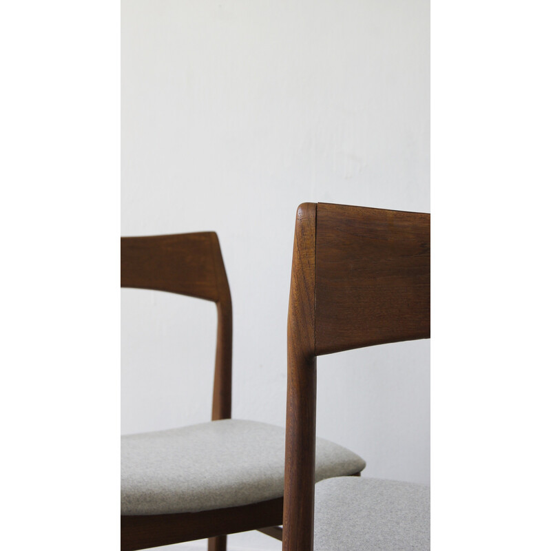 Conjunto de 6 cadeiras de jantar dinamarquesas de teca vintage por Henning Kjærnulf para Vejle Mobelfabrik, década de 1960