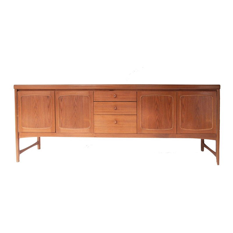 Long scandinavian teak sideboard with several storages - 1960s