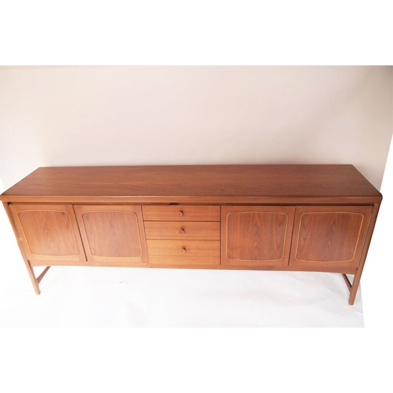 Long scandinavian teak sideboard with several storages - 1960s