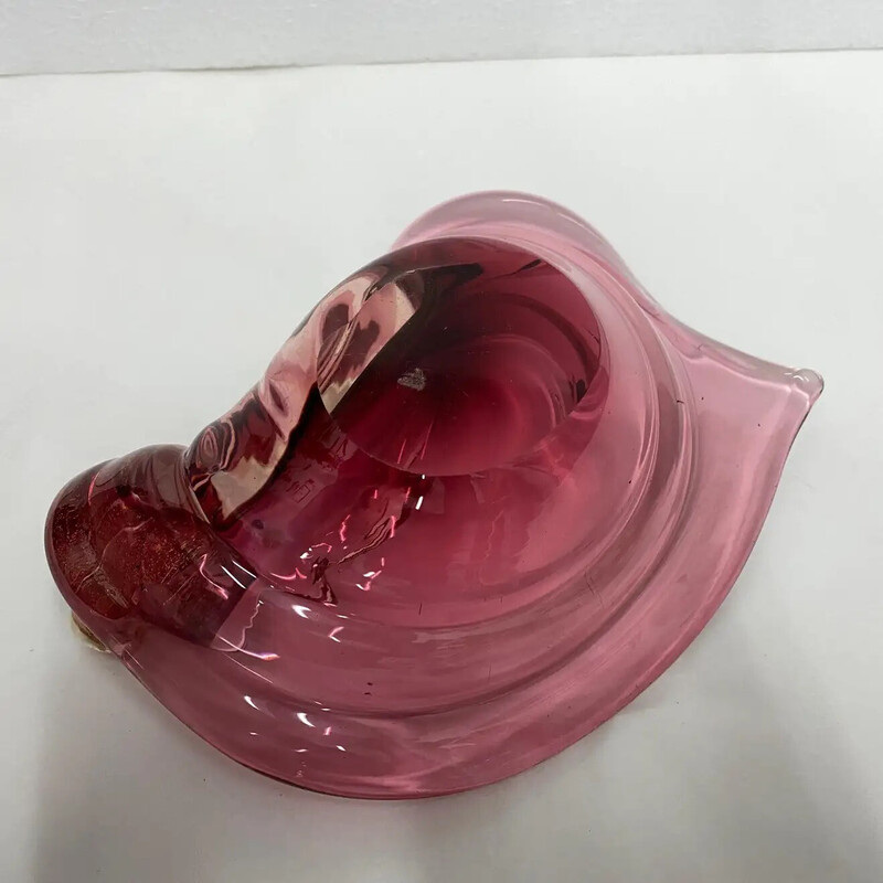 Cendrier italien vintage en verre de Murano violet et or, 1970