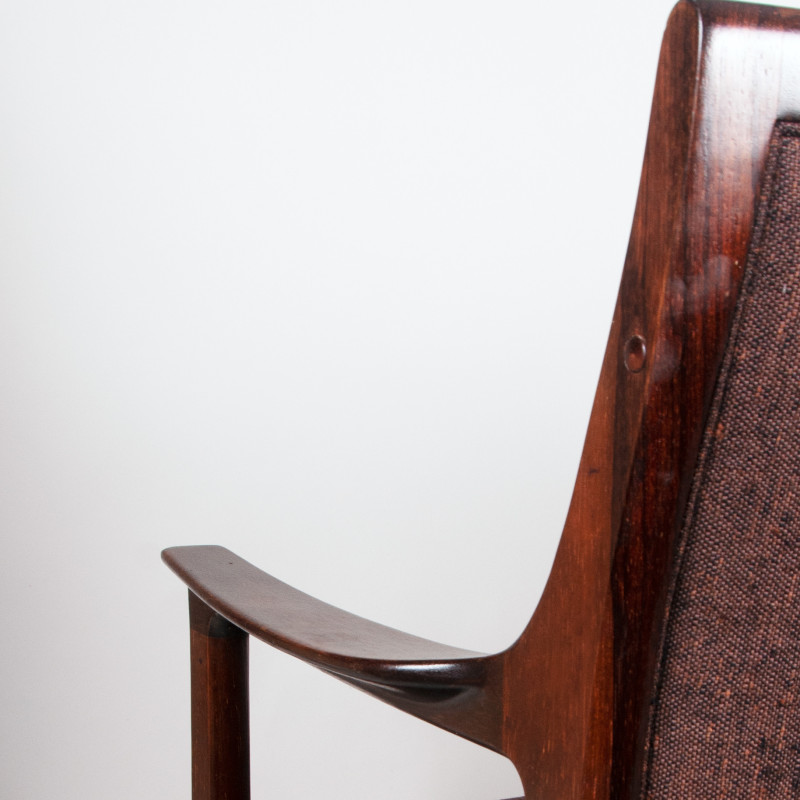 Vintage beechwood and wool upholstery armchair by Torbjørn Afdal for Bruksbo, Norway 1960s