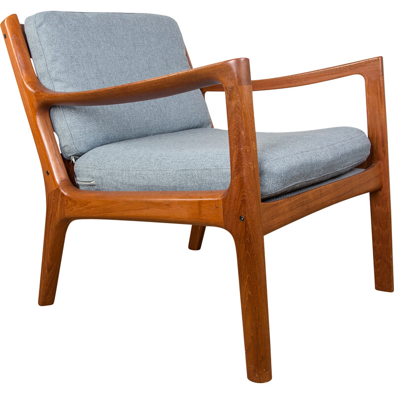 Vintage Danish armchair in teak and Gabriel fabric Senator model by Ole Wanscher for France and Son, 1960