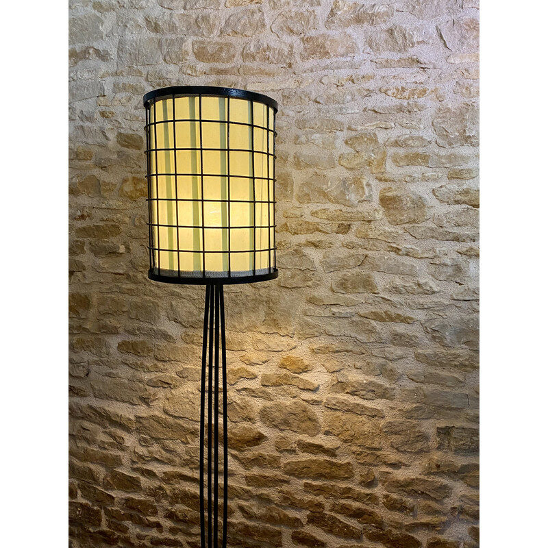 Lampada a gabbia in metallo vintage, 1950