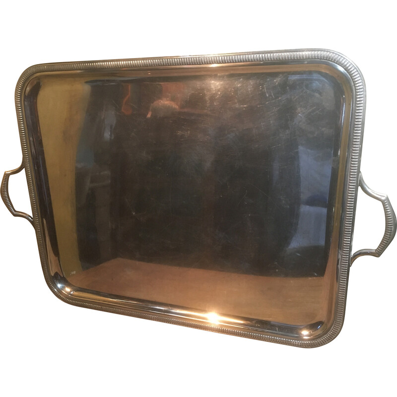 Vintage silver plated serving tray, France 1980s
