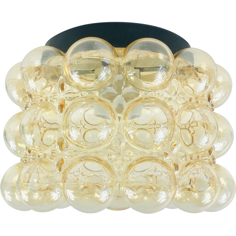 Mid century amber bubble glass ceiling lamp by Helena Tynell for Limburg, Germany 1960s