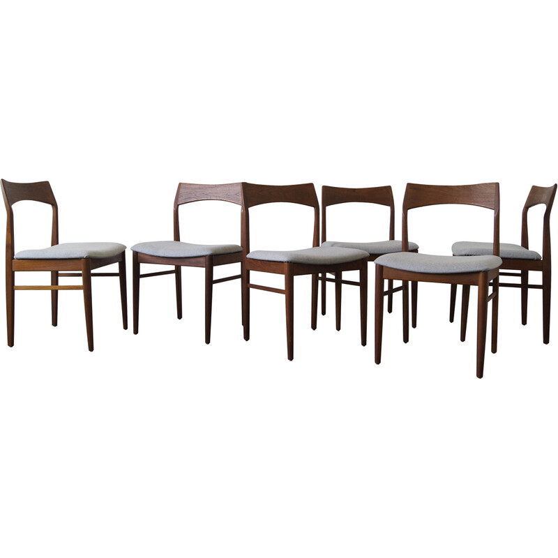 Set of 6 vintage teak Danish dining chairs by Henning Kjærnulf for Vejle Mobelfabrik, 1960s