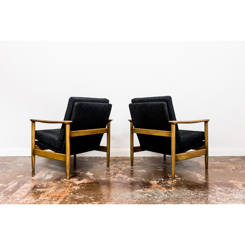 Pair of vintage Gfm 142 armchairs by Edmund Homa, Poland 1960s