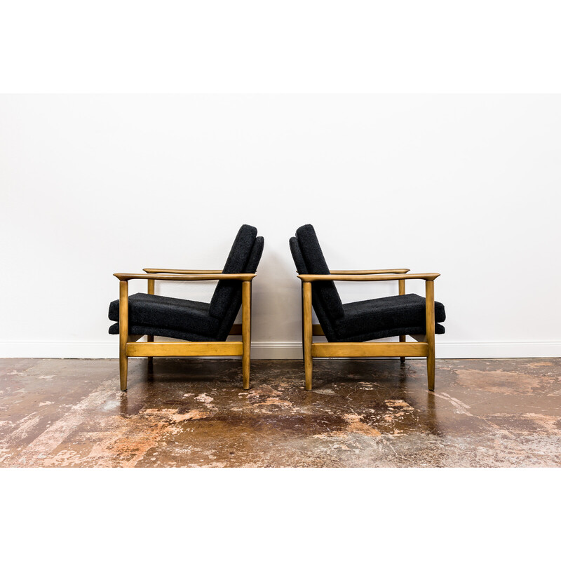 Pair of vintage Gfm 142 armchairs by Edmund Homa, Poland 1960s